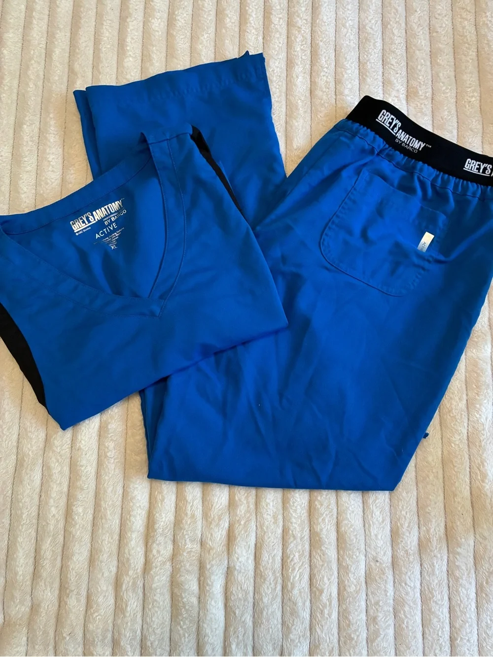 Grey's Anatomy by Barco Active Scrub Set Women's XL | Royal Blue with Black Acce
